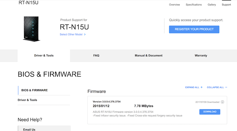 Asus RT-N15U Firmware Download