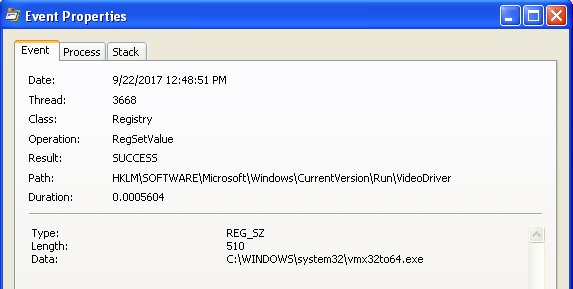 Lab03-01.exe Process Monitor Registry Entry
