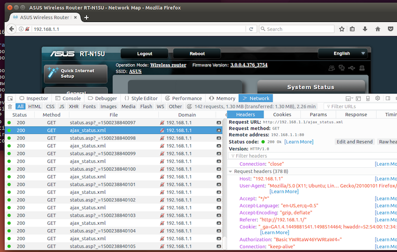 Asus RT-N15U ajax_status.xml requests
