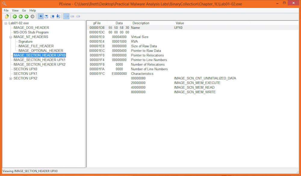 Lab01-02.exe PEview
