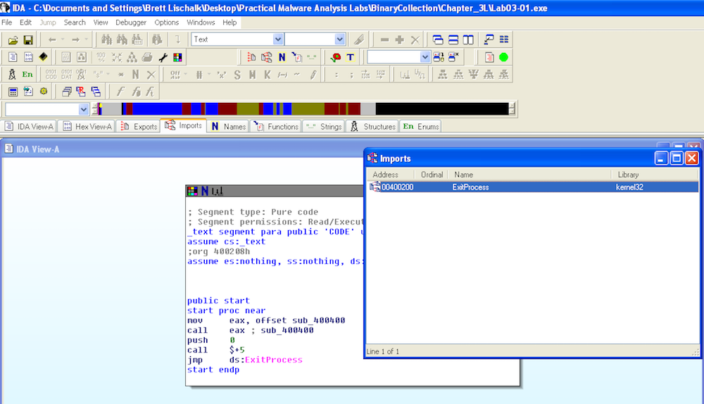 Lab03-01.exe in PEView