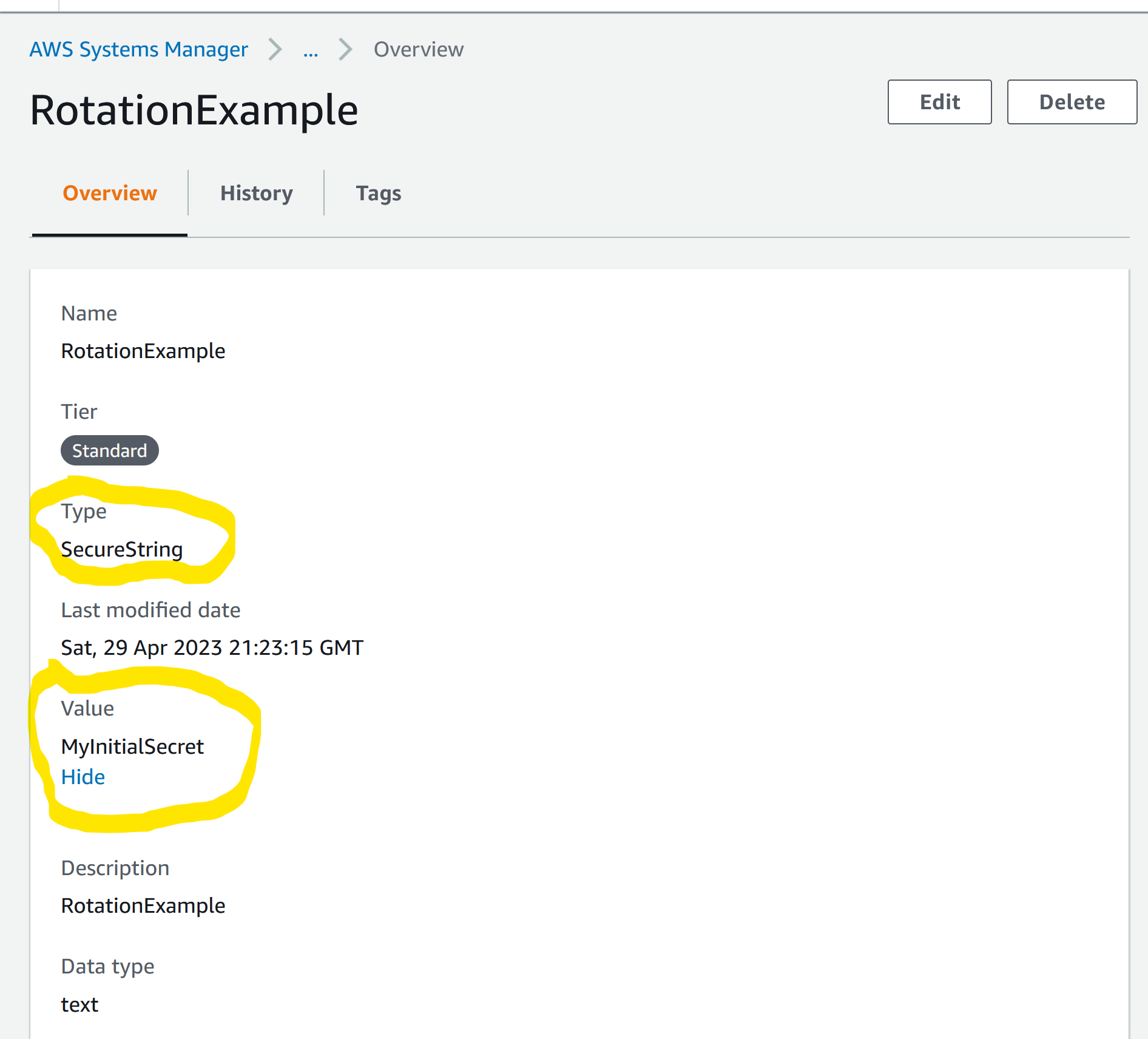 Initial AWS SSM Parameter